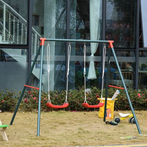 Balançoire double jardin Vert Rouge enfant 3 ans et plus
