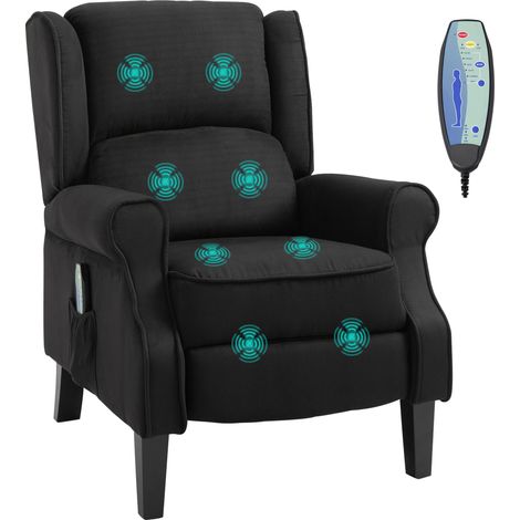 Poltrona Relax Massaggiante Reclinabile con Telecomando, 78x83x101cm, Nero