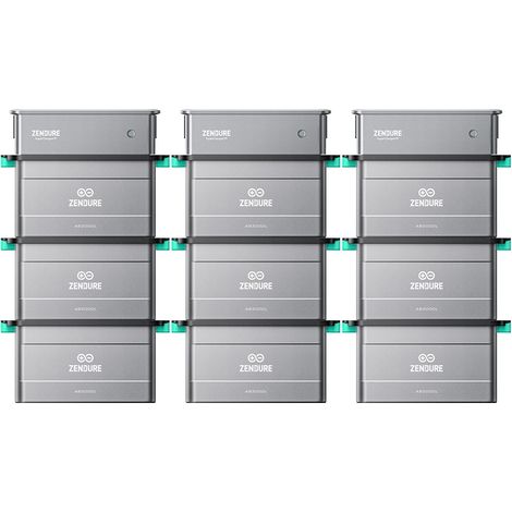 Zendure Solarflow Hyper 2000, Centrale Électrique de Balcon Entrée Solaire 1800W, Hub Intégré Micro Onduleur, Charge AC Bidirectionnelle 1200W, avec 9xAB2000L, avec 3 x Solarflow Hyper 2000