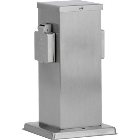 Caja de salida 2 tomacorrientes acero (1/5)