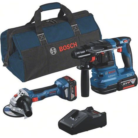 Bosch KIT Minismerigliatrice GWS 18V-7 + Martello GBH 18V-22 + Set ricarica (1/3)