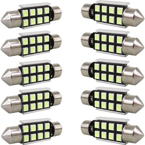 Ampoule LED automobile, lot de 10 unités, 39 mm, SMD 2835, couleur bleue, pour l'éclairage et le remplacement dans les véhicules.-AquaForge (1/4)