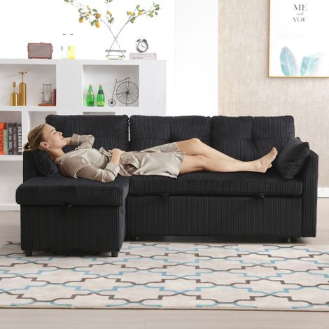 Canapé-lit multifonctionnel avec rangement et lit gigogne, canapé-lit convertible avec méridienne, canapé d'angle avec sièges de rangement, canapé d'angle modulable en L, canapé d'angle modulable pour