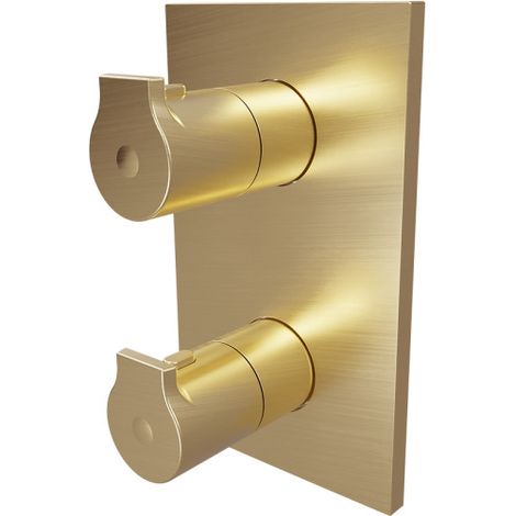 Facade douche thermostatique 2 sorties Or Brossé Omega - CRISTINA ONDYNA OG75296P (1/2)