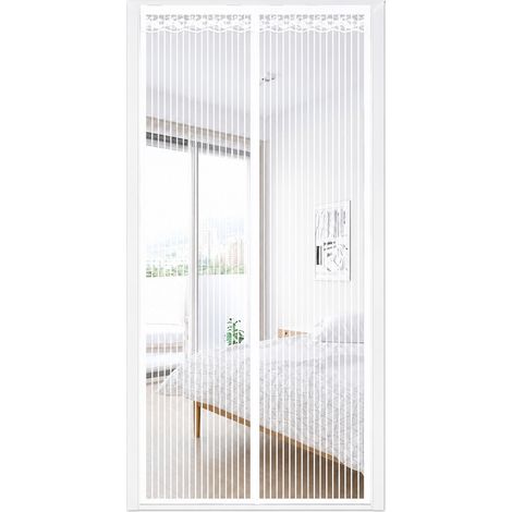 Moustiquaire magnétique pour porte 90x210cm blanche – installation sans perçage, fermeture magnétique mains libres (1/5)