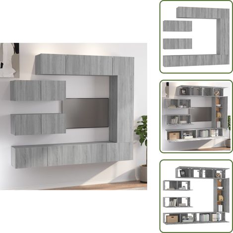 The Living Store 7-tlg. TV-Schrank-Set Grau Sonoma Holzwerkstoff - TV-Schrank Set (1/5)