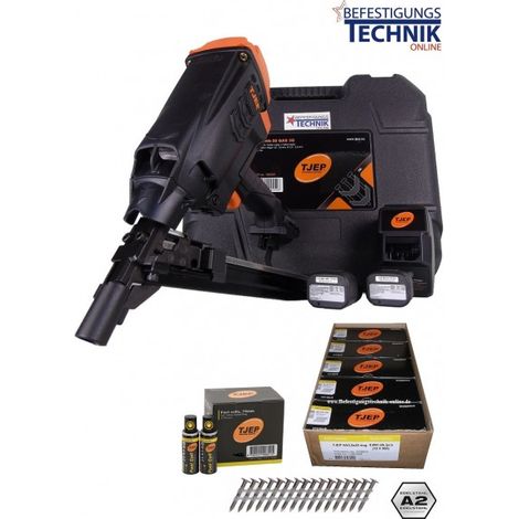 TJEP HA 35 GAS 3G Haftennagler 22-35mm + 4500 Haftennägel 25mm A2 +5 Gas"-"EN12570