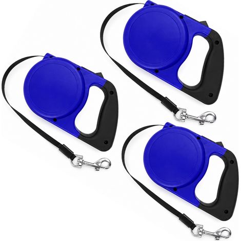 Set 3 Guinzagli Estensibili per Cani con Sistema Retrattile e Pulsante di Blocco – Disponibile da 5 m fino a 20 kg o da 8 m fino a 30 kg Blu - 5Metri-20Kg (1/5)