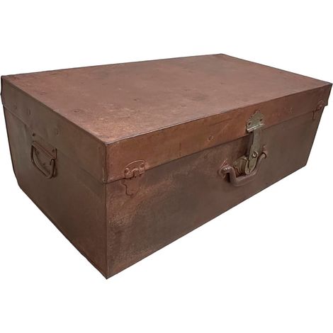 Maleta de metal acabado artesanal marrón 67x37x25h cm