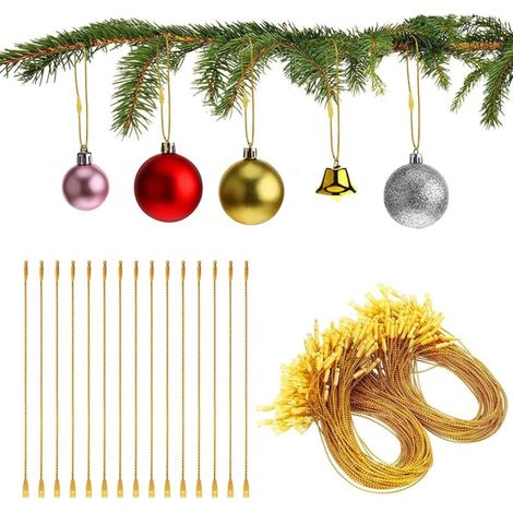 (Or)Lot de 200 Crochets pour Boules de Noël, Crochet de Corde de Décoration de Sapin de Noël avec Serrure, Crochet de Décoration de Noël pour Accrocher des décor de Sapin de Noël (1/5)