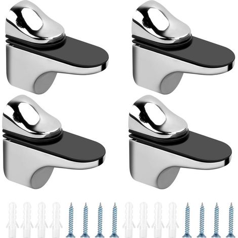 4Pcs Support de Tablette en Verre Réglables Pince à Verre en Alliage de Zinc Supports d'Étagère en Verre Fixation Murale avec Vis Tubes d'Expansion pour Verre d'Épaisseur 3-20 mm Planche Bois (1/5)