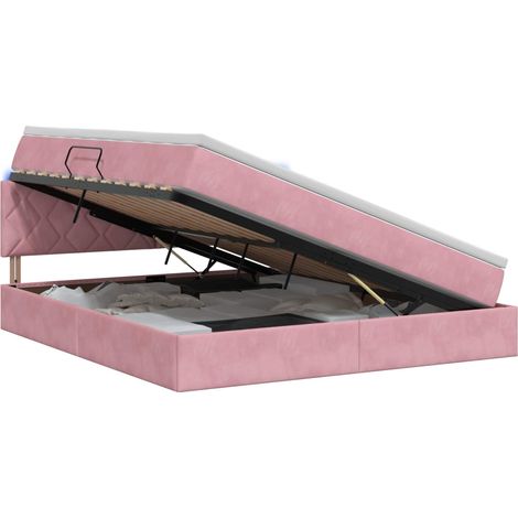 Maison Exclusive - Letto con contenitore LED e materasso Rosa 160 x 200 cm Velluto (1/5)
