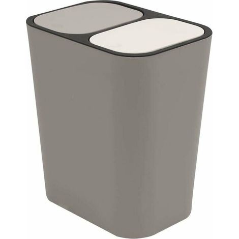 Poubelle de tri sélectif 2 compartiments, 40 L, design étroit avec couvercle à pression manuel – idéale pour cuisine et bureau – gris