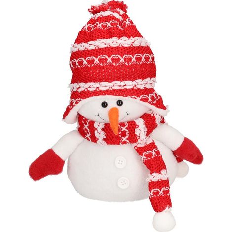 Muñeco de nieve "Beira" Ø22x25cm fabricado en poliéster color blanco y rojo (1/5)