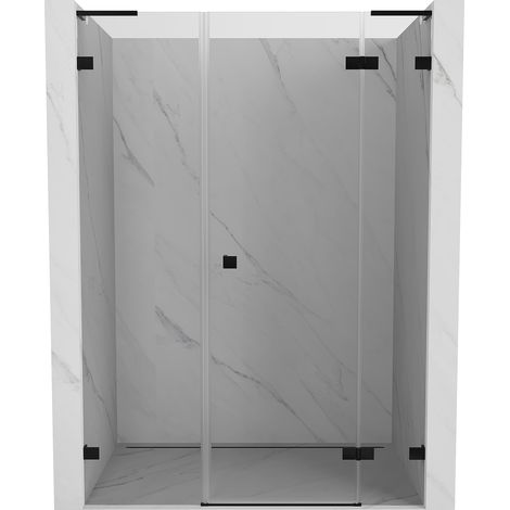 Mexen Lunar L Duschwand rechte aufklappbare Tür 160 cm, transparent, schwarz - 834SL-160-050-70-00-P (1/5)