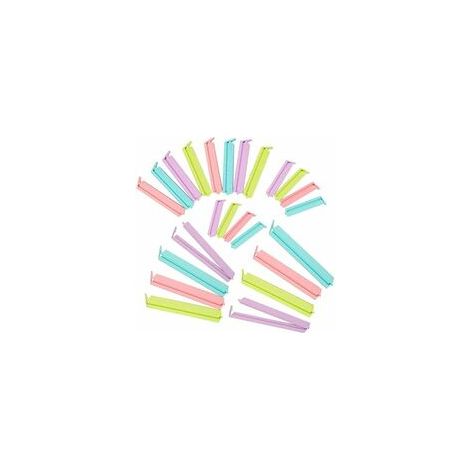 Clips d'Étanchéité Alimentaire, 24pcs Clip Fermeture Cuisine, Clips pour Sachet, Pince Alimentaire Plastique, Pince Sachet Cuisine, Couleurs Assorties (1/5)