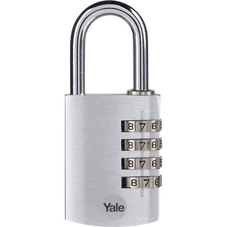 YALE Cadenas aluminium a combinaison 38 mm, anse acier, argent, 4 chiffres (1/4)