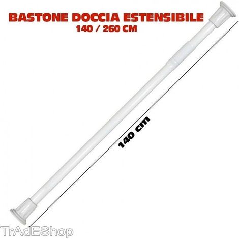 Trade Shop - BASTONE ASTA TELESCOPICA PER DOCCIA ARMADIO ESTENSIBLE VON 140 BIS 260 CM -