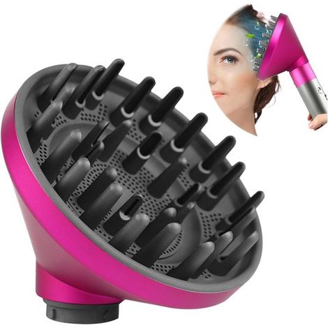 Accesorio compatible con secador de pelo Dyson, Difusor universal para secador de pelo, Compatible con Airwrap Styler HS05, HS03 y HS01, Rojo (1/5)