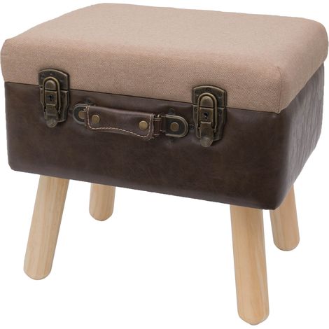 HMF Sitzhocker Koffer mit Stauraum im Vintage-Design, 40 x 32 x 39 cm, Klassik (1/5)