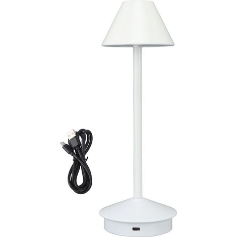 Ortviai Lampe de bureau sans fil en fer design moderne, 3 couleurs réglables et gradation continue, blanc