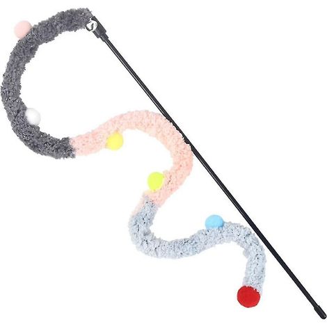 Lot de 5 jouets pour chat : baguette à plumes, jouet interactif et coloré, gris et rose. (1/4)
