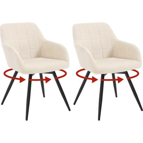WOLTU 2x Poltrona Salotto Girevole Poltroncina Imbottita Moderna, Sedia da Scrivania per Ufficio, Velluto, Beige