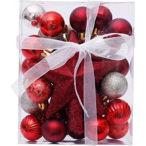 Décorations de Noël rouge et or, 30 mini boules de Noël, ensemble de boules de Noël de 3 cm, décorations de sapin de Noël en plastique, pour décorer le sapin de Noël, décorations de vacances scintilla (1/4)