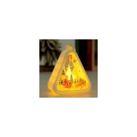 Lanterne de Noël, lanterne décorative de Noël, bougie de Noël sans flamme, lanterne de Noël vintage avec lumières LED pour cadeaux et décorations de Noël (Élan blanc)
