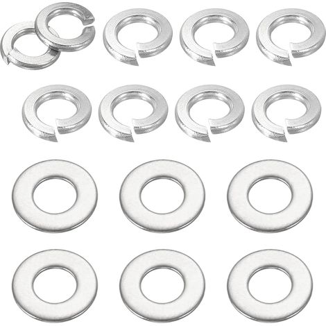 100pcs Rondelles Plates M3.5, 100pcs Rondelles Grower M3.5 304 Acier Inoxydable Rondelles Grower Fendues Pour Vis Boulons Ecrous, Ton Argenté (1/5)