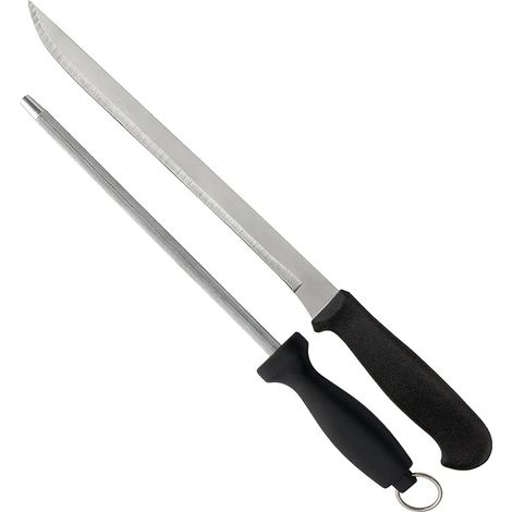 Outils de découpe wellhome couteau 25 cm acier inoxydable affûteur 21 cm (1/3)
