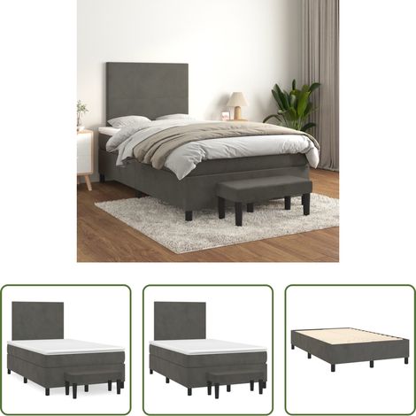 Samtbett - Boxspringbett mit Matratze Dunkelgrau 120x200 cm Samt (1/5)