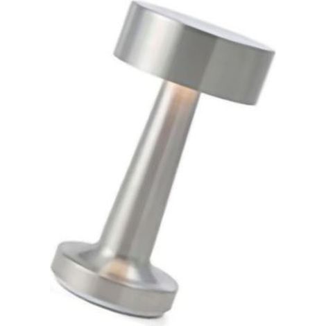 Lampadaire LED vintage rechargeable en métal argenté, forme haltère, gradation tactile, sans fil, pour bar, table, café, chevet, modèle C. (1/3)