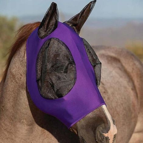 Masque Anti-Moustiques Chevaux Maille Respirante Violette Taille Unique Lavable Réutilisable - (1/4)