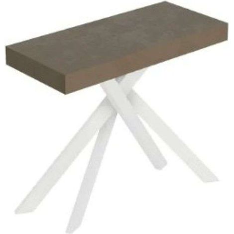 Consolle allungabile 90x40/196 cm Saki Small Premium tortora gambe bianche (1/2)