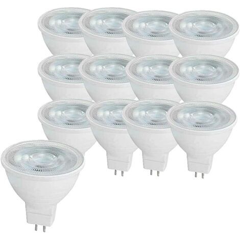 Lot de 12 ampoules LED MR16 5W GU5.3, équivalent à une ampoule halogène MR16, blanc froid 6000K, 500 lumens, non dimmable AC/DC 12V [Classe énergétique A] (1/5)