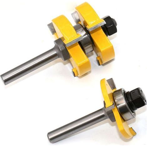 Jeu de 2 fraises à rainure T 8mm – Couteaux en carbure pour bois dur – Coupe nette sans éclat – Outil de travail du bois - 8-manche (1/4)
