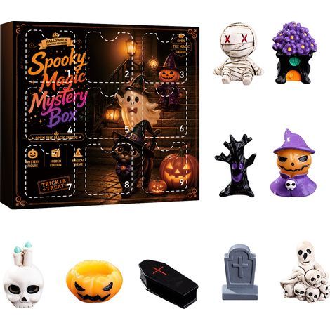9-tägiger Halloween-Adventskalender, Überraschungsbox, Kürbisgeist aus Kunstharz, Geschenk mit Überraschungsloch, Typ M (1/3)