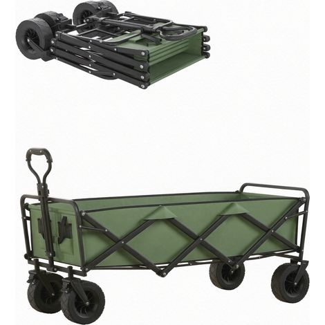 Faltbarer Gartenwagen 130 l mit Bremsen und verstellbarem Griff (1/4)