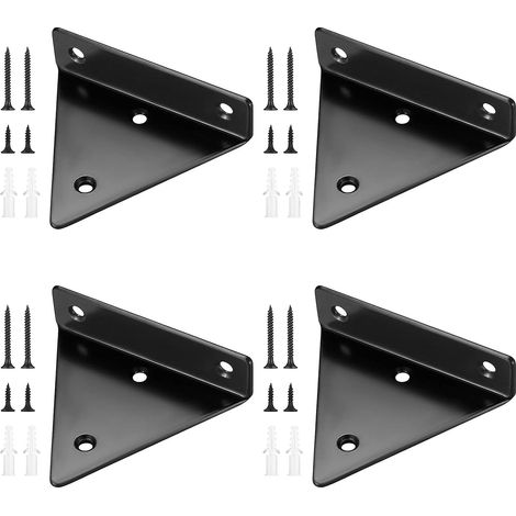 Set mit 4 Wandhalterungen für schwebende Regale, unsichtbare dreieckige Wandbefestigungen, verdeckte Regalböden, schwarz - AquaForge