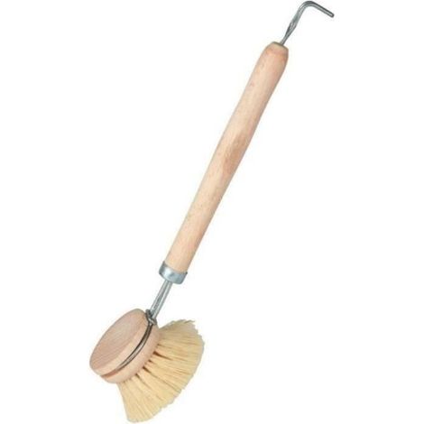 Brosse vaisselle bois + manche attache métal tampico (1/2)