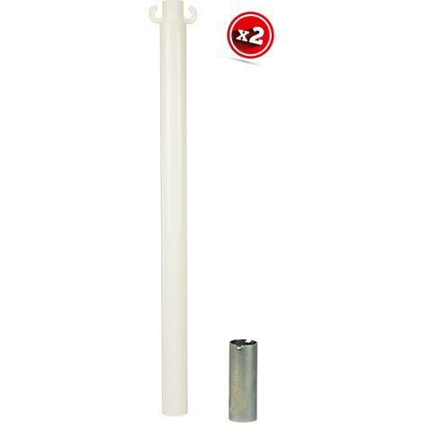 Kit de 2 poteaux acier Blancs avec manchon - 2223140