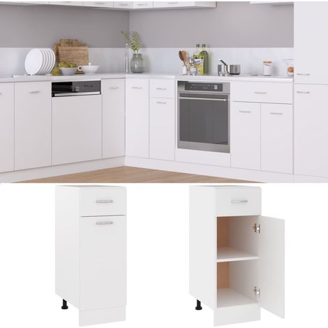 Armoire de plancher à tiroir, Armoire de cuisine, Elément bas de cuisine Blanc 30x46x81,5 cm Aggloméré HYB45590 (1/5)