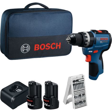 Trapano avvitatore a percussione a batteria Bosch GSB 12V-31, 2 batterie da 2,0 Ah e caricabatterie + set di punte in borsa porta attrezzi (1/5)