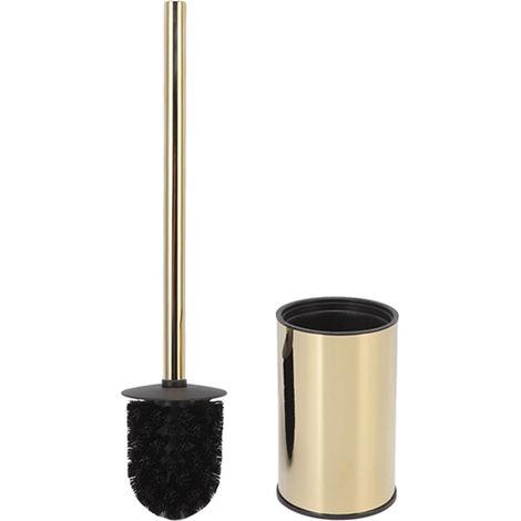 Kit porte-brosse WC en acier inoxydable, sur pied, pour salle de bain ou maison (modèle court). (1/5)