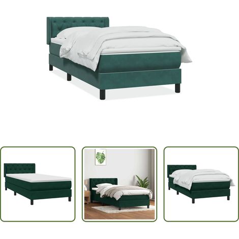 Matratze - Boxspringbett mit Matratze Dunkelgrün 80x220 cm Samt (1/5)