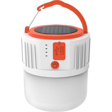 Lanterne de Camping Solaire Rechargeable, étanche et portable lampe de poche avec USB Port - 5 modes d'éclairage (Blanc) Lefou (1/5)