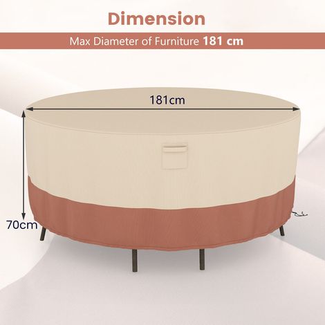 181 CM Round Patio Furniture Cover Outdoor Dining Table Chair Set Cover (1/5)