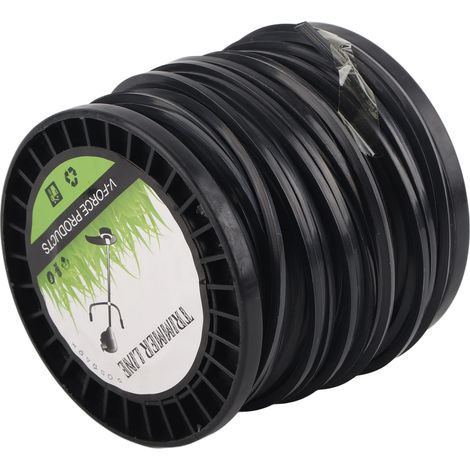 Fil de coupe de 3,3 mm, haute performance de coupe, faible niveau sonore, carré, noir, compatible avec la plupart des tondeuses à gazon, usage agricole, 50 m (1/5)