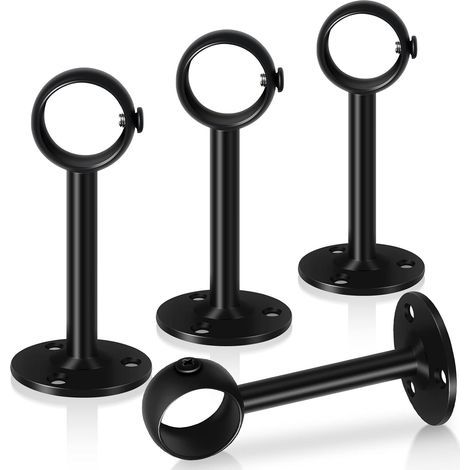4 Supports de tringle à rideau, Acier inoxydable 304, Noir, Fixation murale ou plafond, Pour tringle 28-30mm-NANOTEH (1/5)